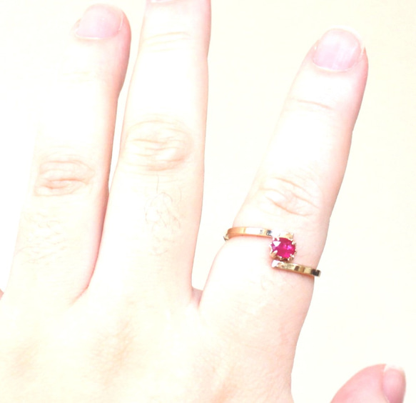 ☆2set☆ ３ × k18 bracelet & ruby ring　 4枚目の画像