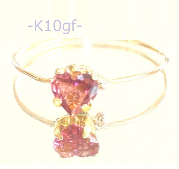 うっしー様　専用☆彡　Autumn Heart Pink Tourmaline -k10- Ring ＋ ruby 1枚目の画像