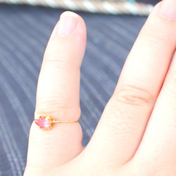 K18 Pink Tourmarine Pear-shaped cut Ring 3枚目の画像