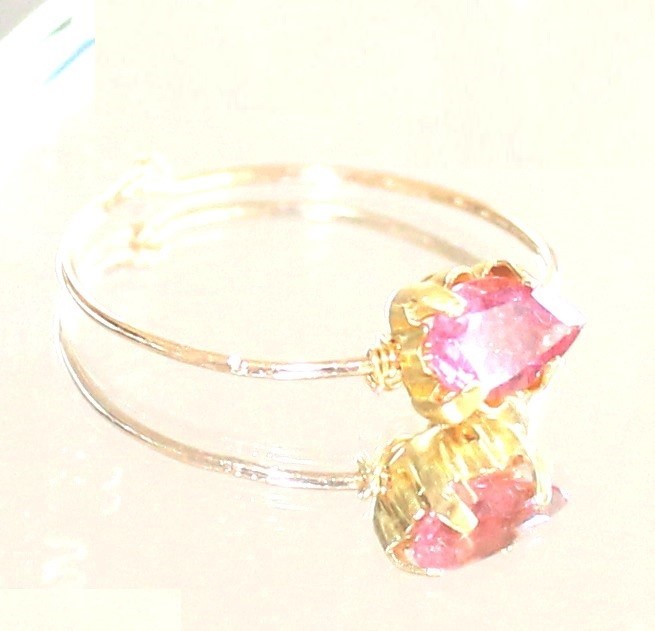 K10 Pink Tourmarine Pear-shaped cut Ring