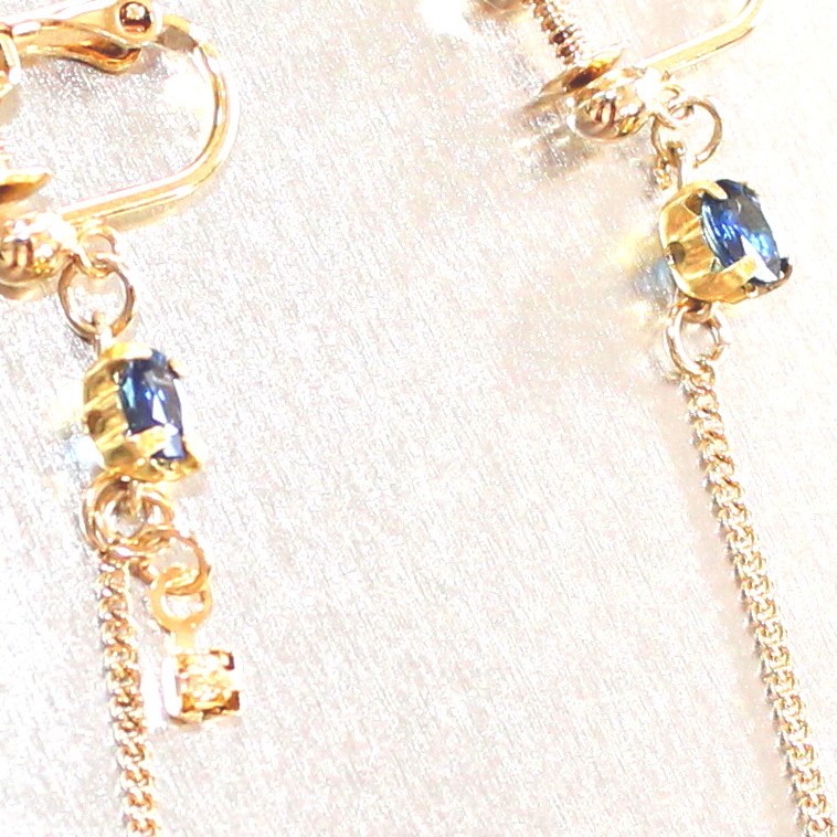 WINTER☆彡K18 Blue Sapphire White Sapphire Earrings　＋ruby