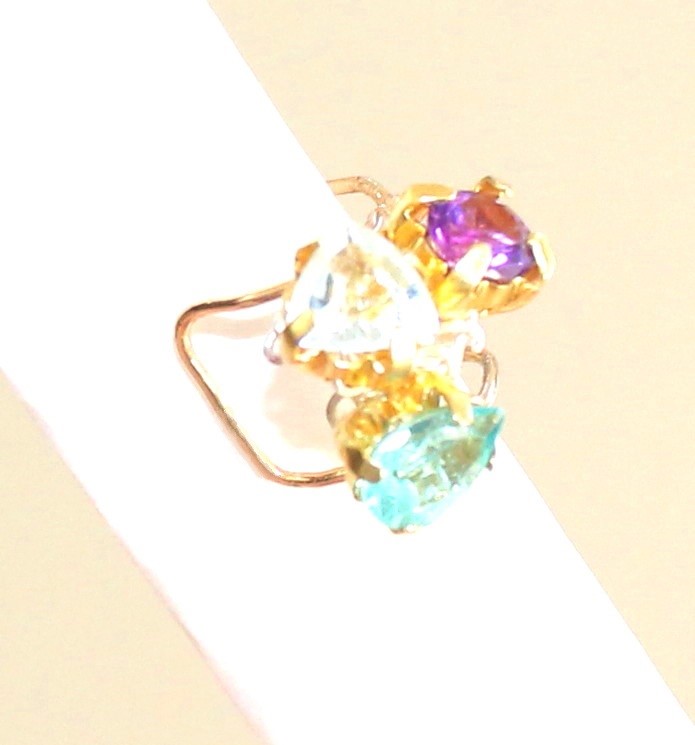K10 イヤーカフ　Amethyst + Aquamarine + Apatite &ruby