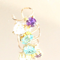 K10 イヤーカフ　Amethyst + Aquamarine + Apatite &ruby 2枚目の画像