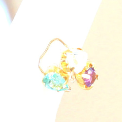 K10 イヤーカフ　Amethyst + Aquamarine + Apatite &ruby 3枚目の画像