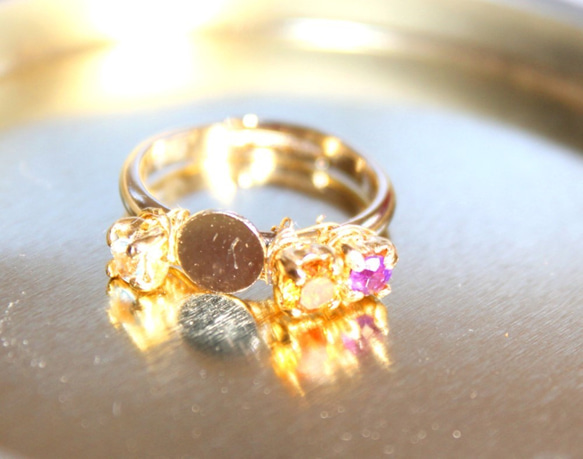 k18 antique stylish unique ring +"ruby"present 3枚目の画像