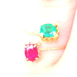 k24ヴェルメイユ　フォークリング ~ emerald & ruby ~ 3枚目の画像