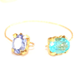 k18 フォークリング ~ tanzanite & neon blue apatite ~ 2枚目の画像