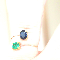 k18 フォークリング ~ sapphire & emerald ~ 3枚目の画像