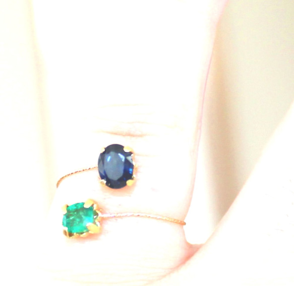 k18 フォークリング ~ sapphire & emerald ~ 3枚目の画像