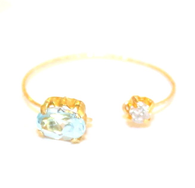 SALE k18 gold ~ diamond & sky blue topaz ~ フォークリング