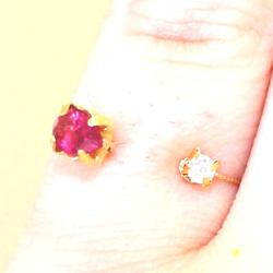 k18 gold ~ diamond & 桜 rubellite ~ フォークリング 3枚目の画像