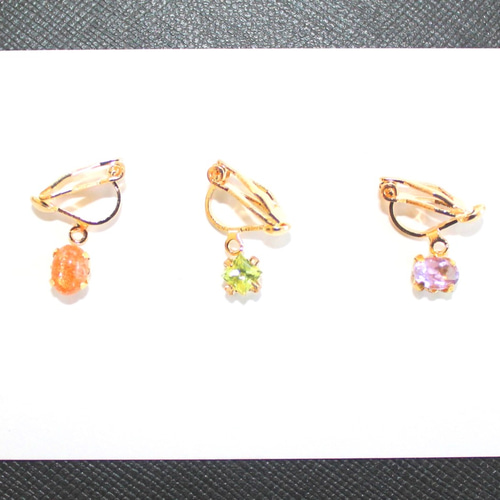 Happy set サンストーン＆アメジスト＆ペリドット ピアス or 