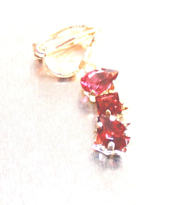 garnet & rubellite (pink tourmaline) earrings 2枚目の画像