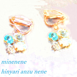blue topaz & apatite & opal earrings 3枚目の画像