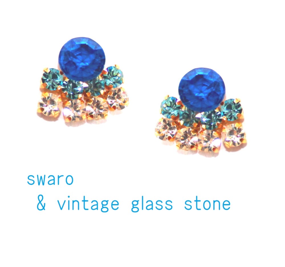 vintage flower bouquet earrings vol,6 BLUE イヤリング