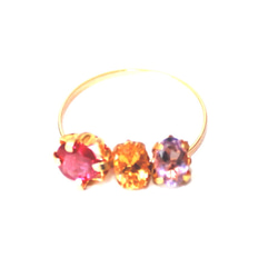 -kirakira- K18 Amethyst & Citrine & Ruby ring 2枚目の画像