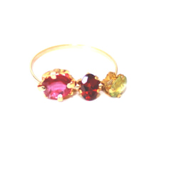 -muscat- K18 Ruby & Garnet & Peridot ring 1枚目の画像