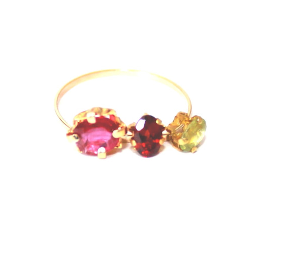 -muscat- K18 Ruby & Garnet & Peridot ring 2枚目の画像