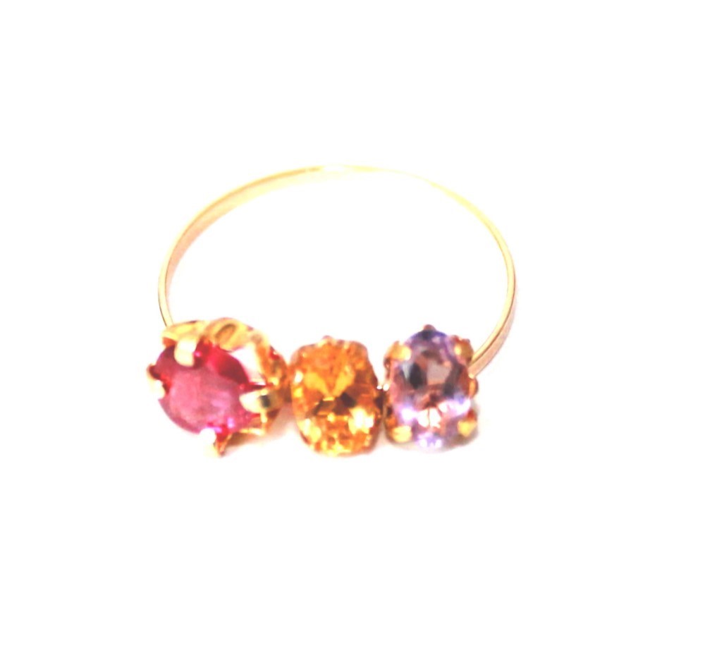 -kirakira- k18gp Amethyst & Citrine & Ruby ring