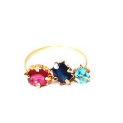 k18gp -kirei na mizuiro- Ruby & Sapphire & Apatite Ring 2枚目の画像