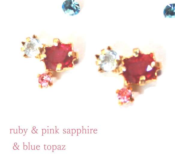 -beauty bijoux- K18 Pink Sapphire & Ruby & Topaz Ring 3枚目の画像