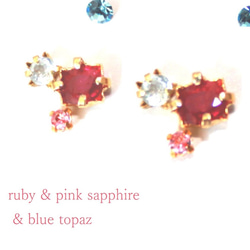 -beauty bijoux- k18gp Pink Sapphire & Ruby & Topaz Ring 3枚目の画像