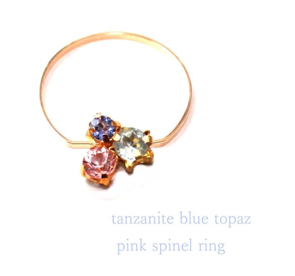 -otome- k18gp Pink Spinel & Tanzanite & Topaz Ring 1枚目の画像
