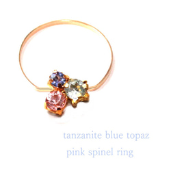 -otome- k18gp Pink Spinel & Tanzanite & Topaz Ring 2枚目の画像