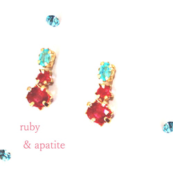 -the summer afternoon- Apatite & Ruby Earring 2枚目の画像