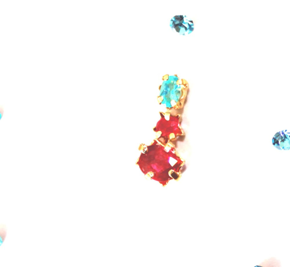 -the summer afternoon- Apatite & Ruby Earring 3枚目の画像