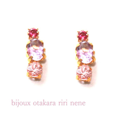 -pretty- Spinel & Pink Tourmaline & Amethyst Earring 3枚目の画像