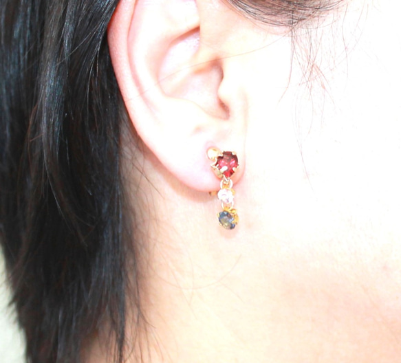 -pretty- Spinel & Pink Tourmaline & Amethyst Earring 4枚目の画像