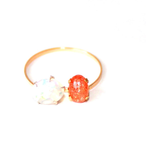 -hikari- K10 Sunstone & Opal Ring 1枚目の画像