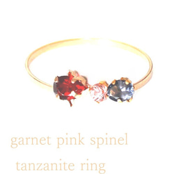 -seiren- K10 Spinel & Garnet & Tazanite Ring 2枚目の画像
