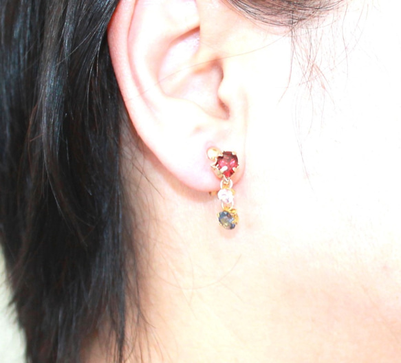 Pink sapphire & Spinel Earrings 4枚目の画像