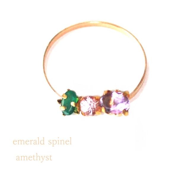 Emerald & Spinel & Amethyst Earrings 3枚目の画像