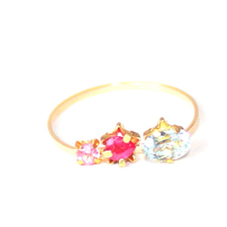 K10 Ruby & Pink Sapphire & Topaz Ring 2枚目の画像