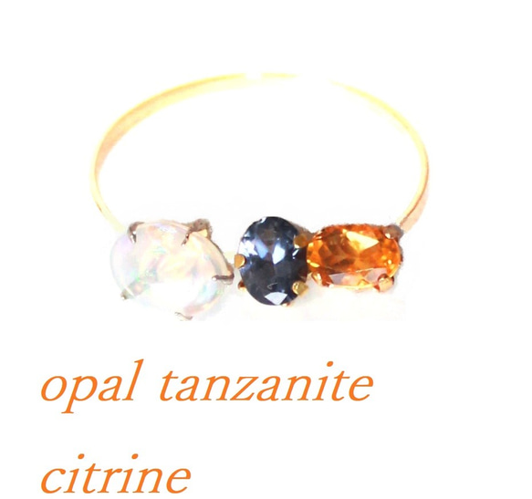 K10 Opal & Tanzanite & Citrine Ring 2枚目の画像