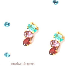 Apatite & Amethyst & Garnet Earrings 2枚目の画像