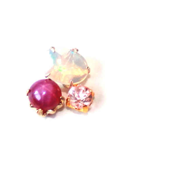 Ruby & Pnk Spinel & Opal Earrings 3枚目の画像