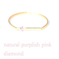 K18 Natural Purplish Pink Diamond Ring 1枚目の画像