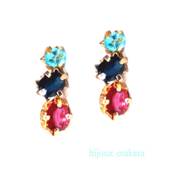 Amethyst & Tanzanite & Apatite Earrings 3枚目の画像