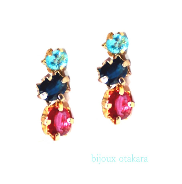 Amethyst & Tanzanite & Apatite Earrings 3枚目の画像