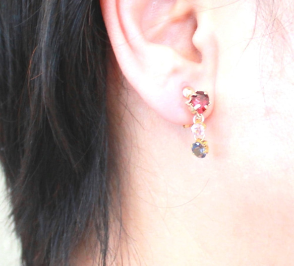 Amethyst & Tanzanite & Apatite Earrings 4枚目の画像