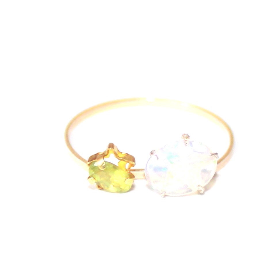 k18gp Opal & Peridot Ring