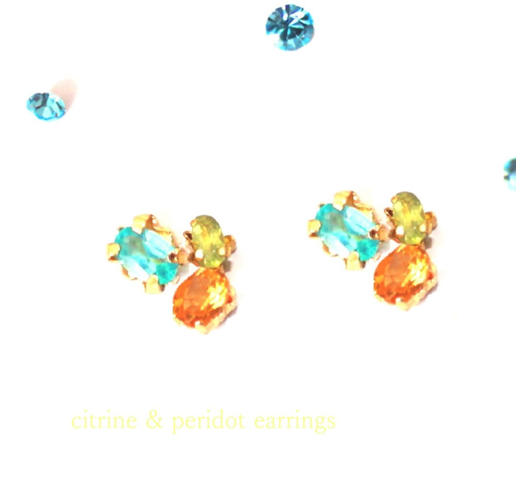 Sapphire & Emerald & Amethyst Earrings 3枚目の画像