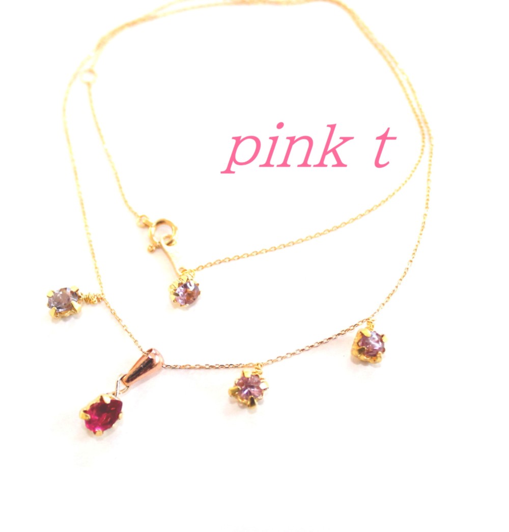 -k18- pink tourmaline (rubellite) & spinel bracelet ブレスレット