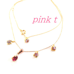 -k18- pink tourmaline (rubellite) & spinel bracelet ブレスレット 1枚目の画像