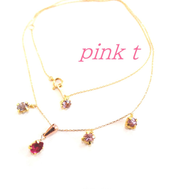 -k18- pink tourmaline (rubellite) & spinel bracelet ブレスレット 1枚目の画像