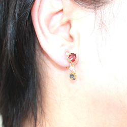 Garnet & Apatite & Citrine Earrings 3枚目の画像